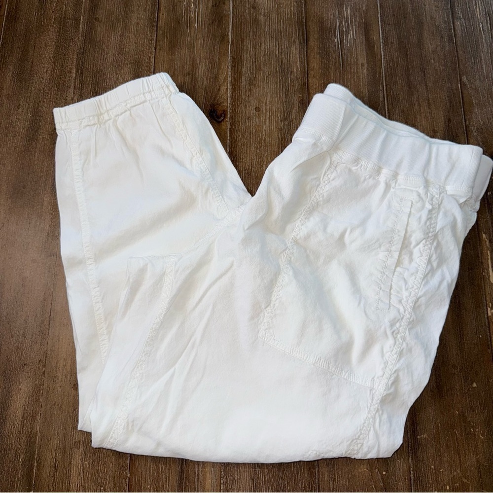 Eileen Fisher Organic Linen Cargo Jogger Pant XL White Ankle Cargo Pull on